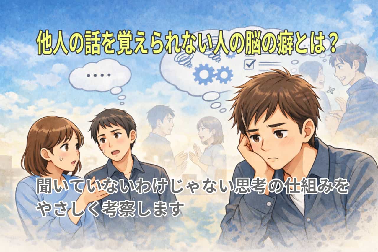 他人の話を覚えられない人の脳の癖とは?聞いていないわけじゃない思考の仕組みをやさしく考察します | 人間考察