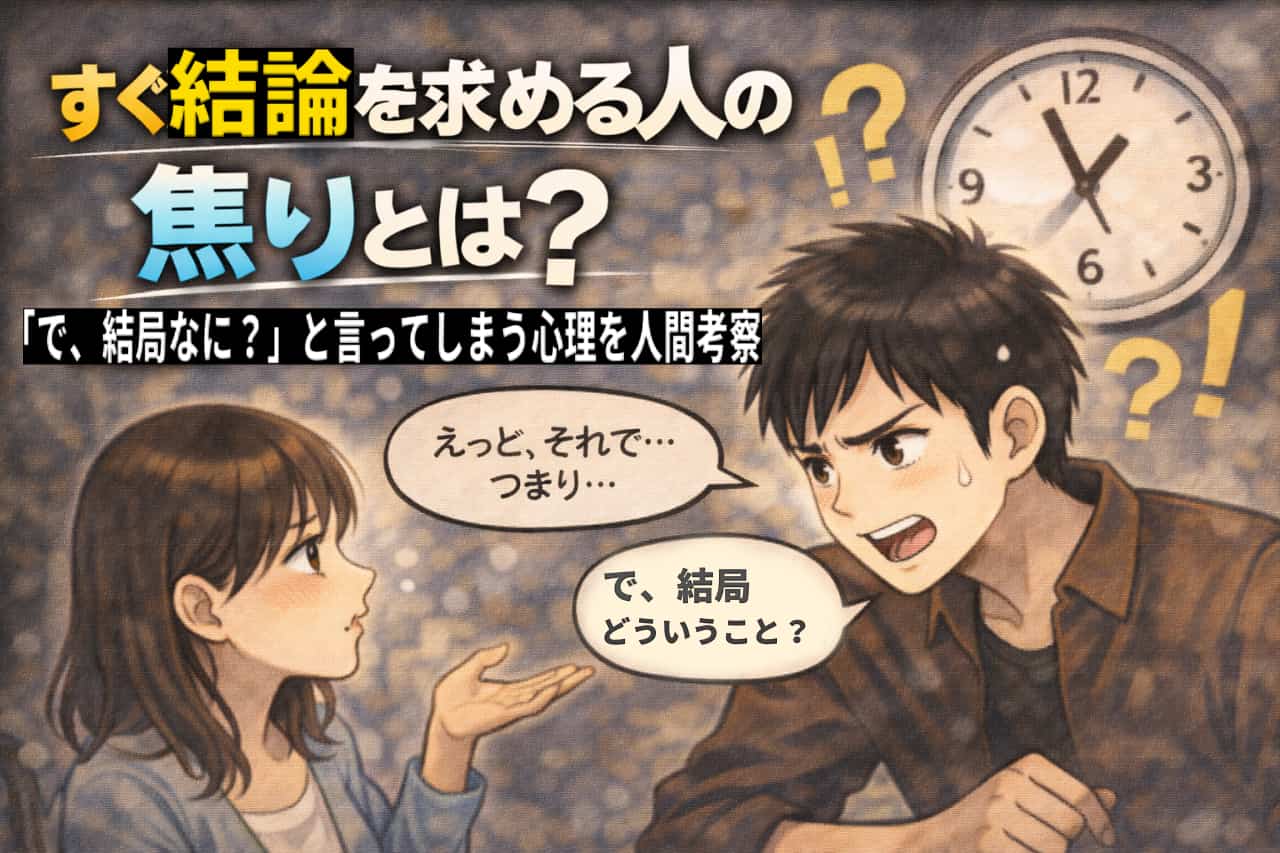 すぐ結論を求める人の焦りとは？「で、結局なに？」と言ってしまう心理を人間考察